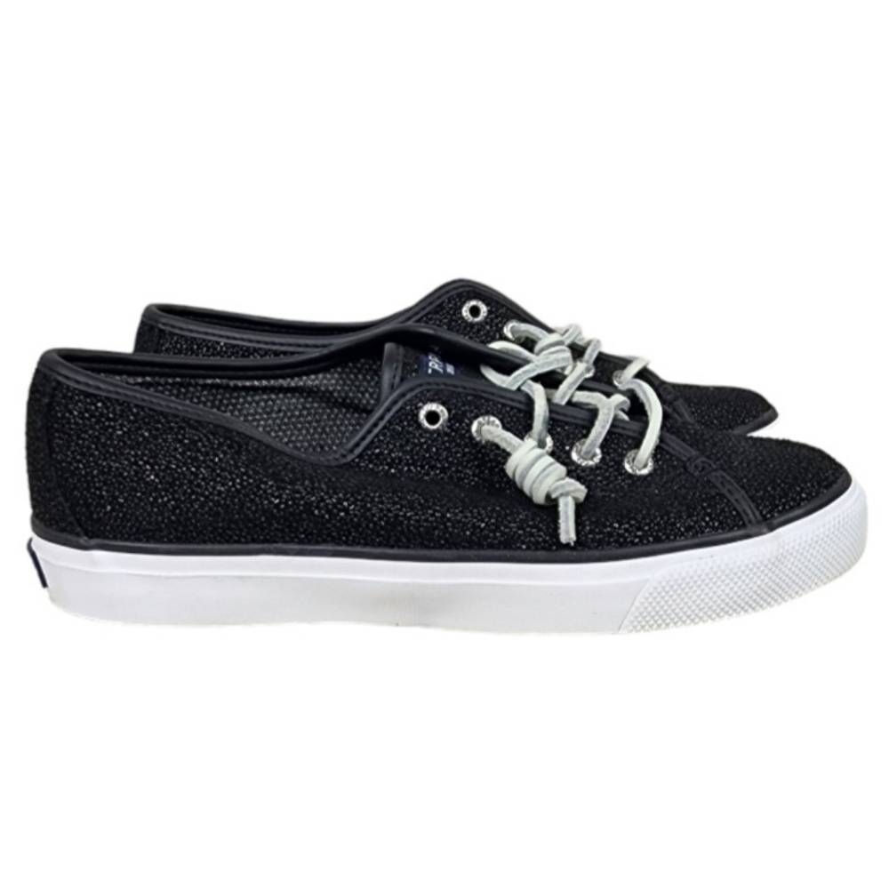 Sperry Top-Siders Seacoast Black Caviar Lace Up Sneaker Size 7 - Picture 2 of 16